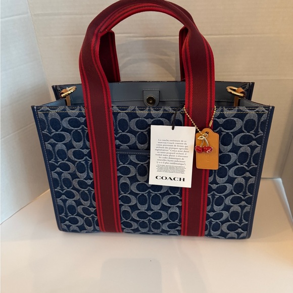 Coach Smith Blue and Red Signature Tote NWT